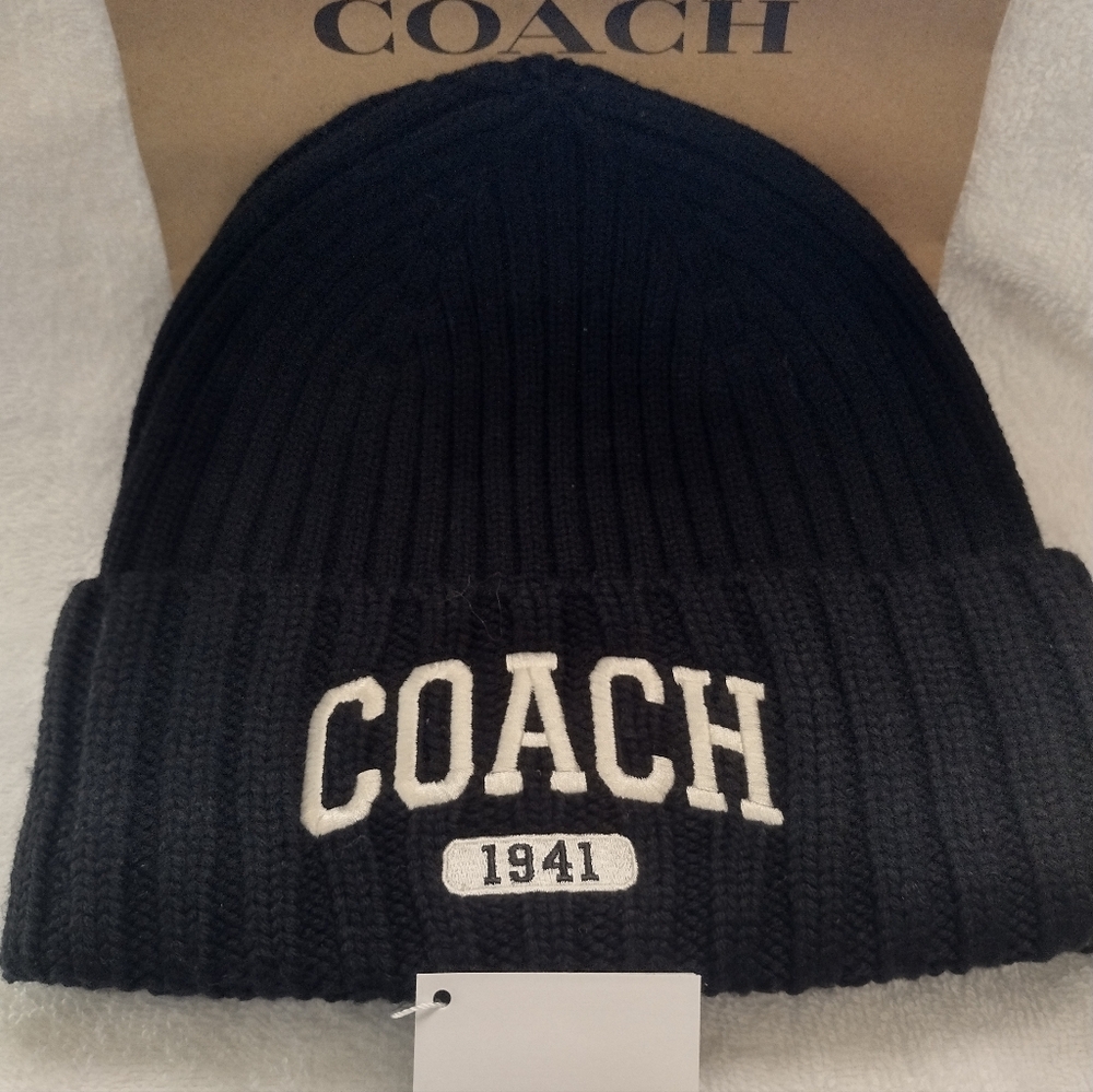Coach New Black Knit Hat